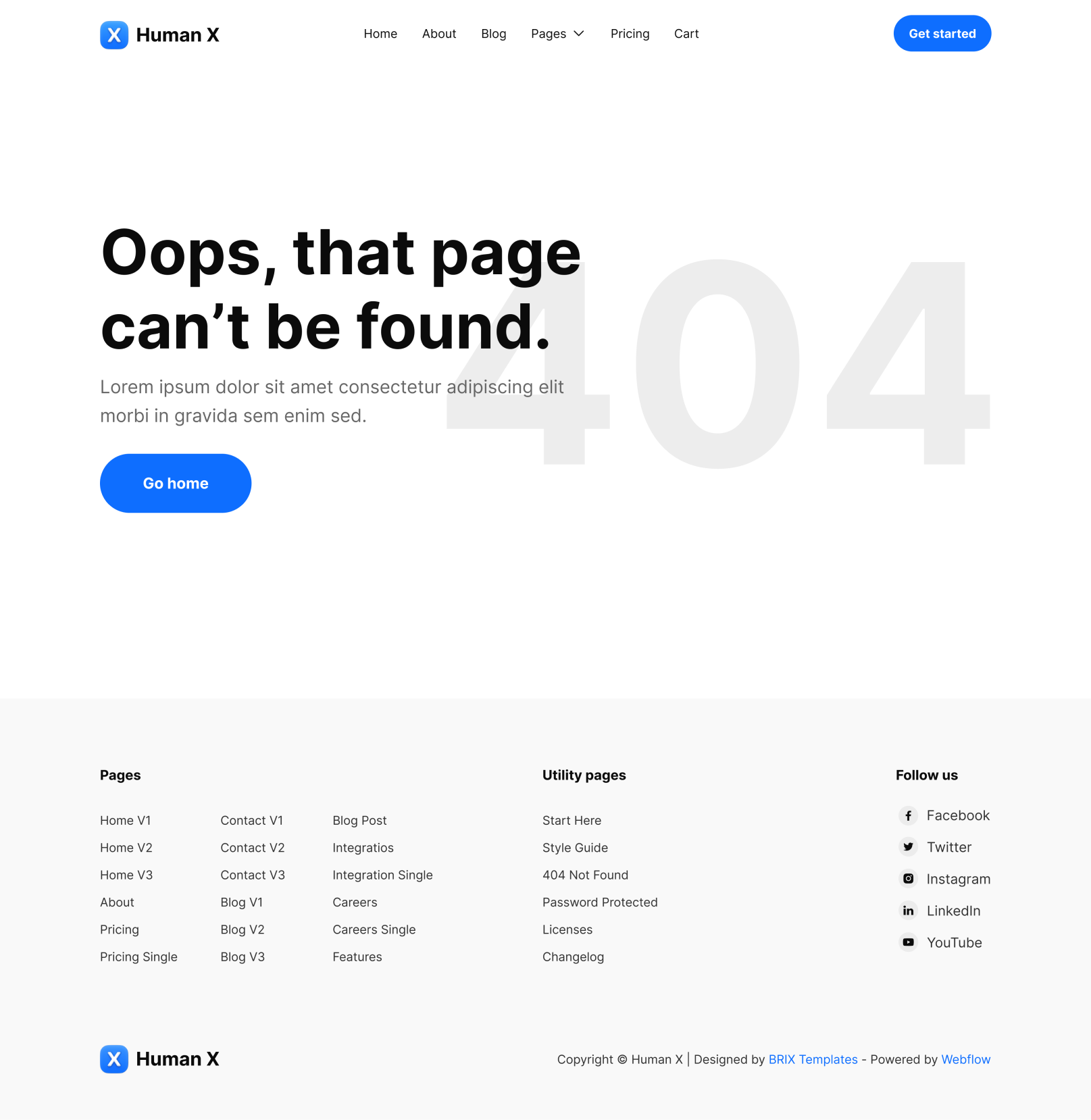 404 Not Found - Human X Webflow Template