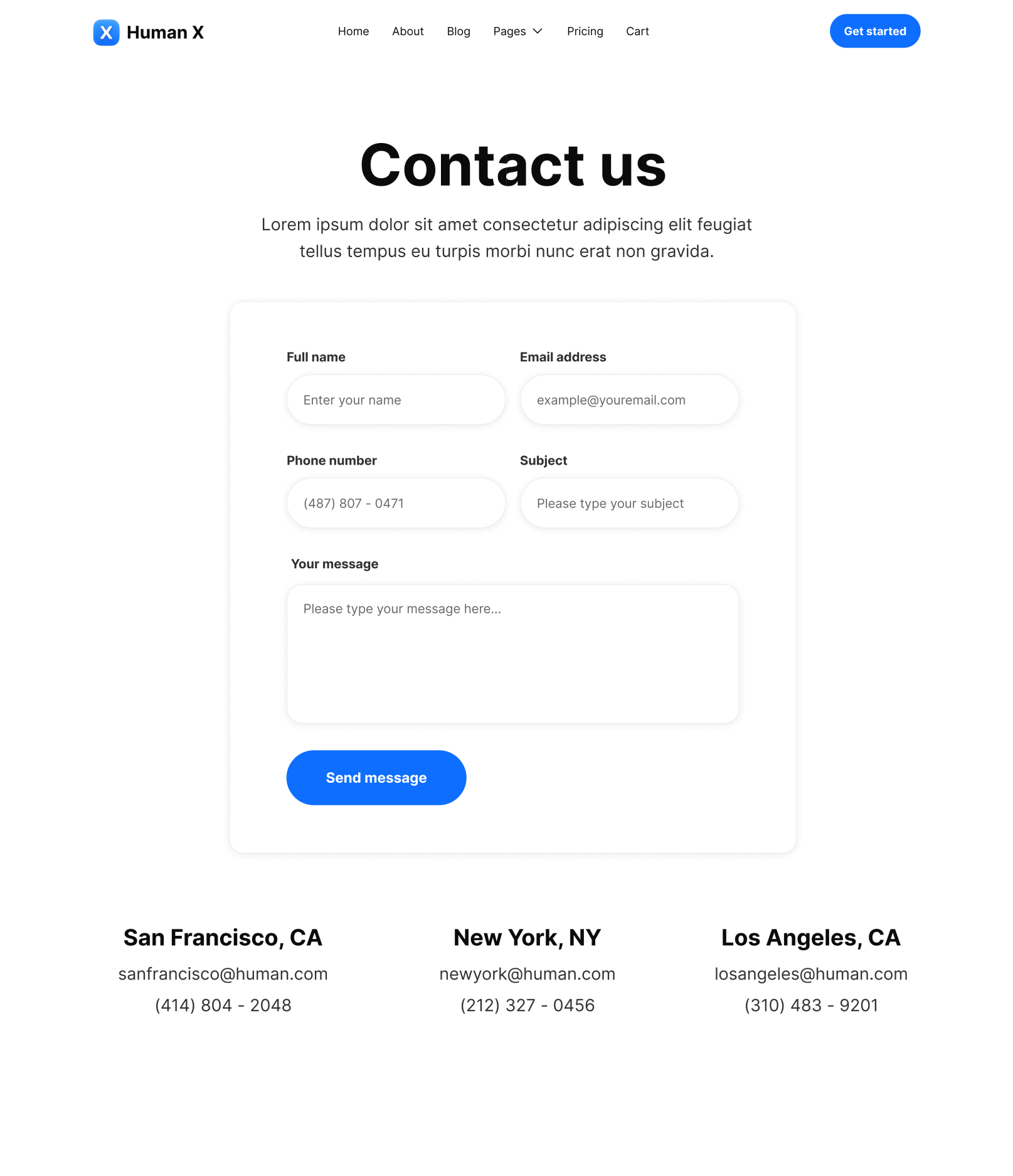 Contact V1 - Human X Webflow Template