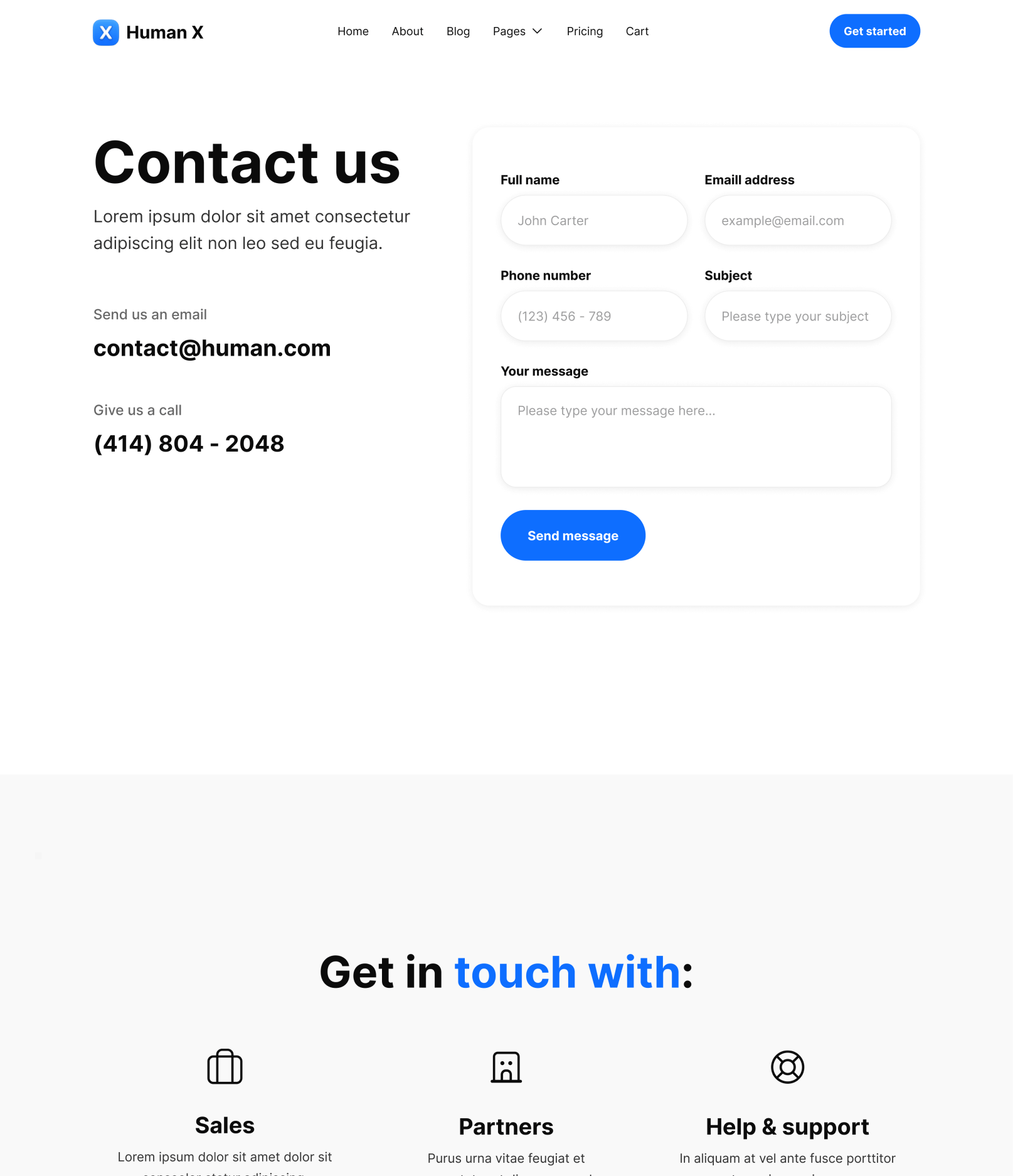 Contact V3 - Human X Webflow Template