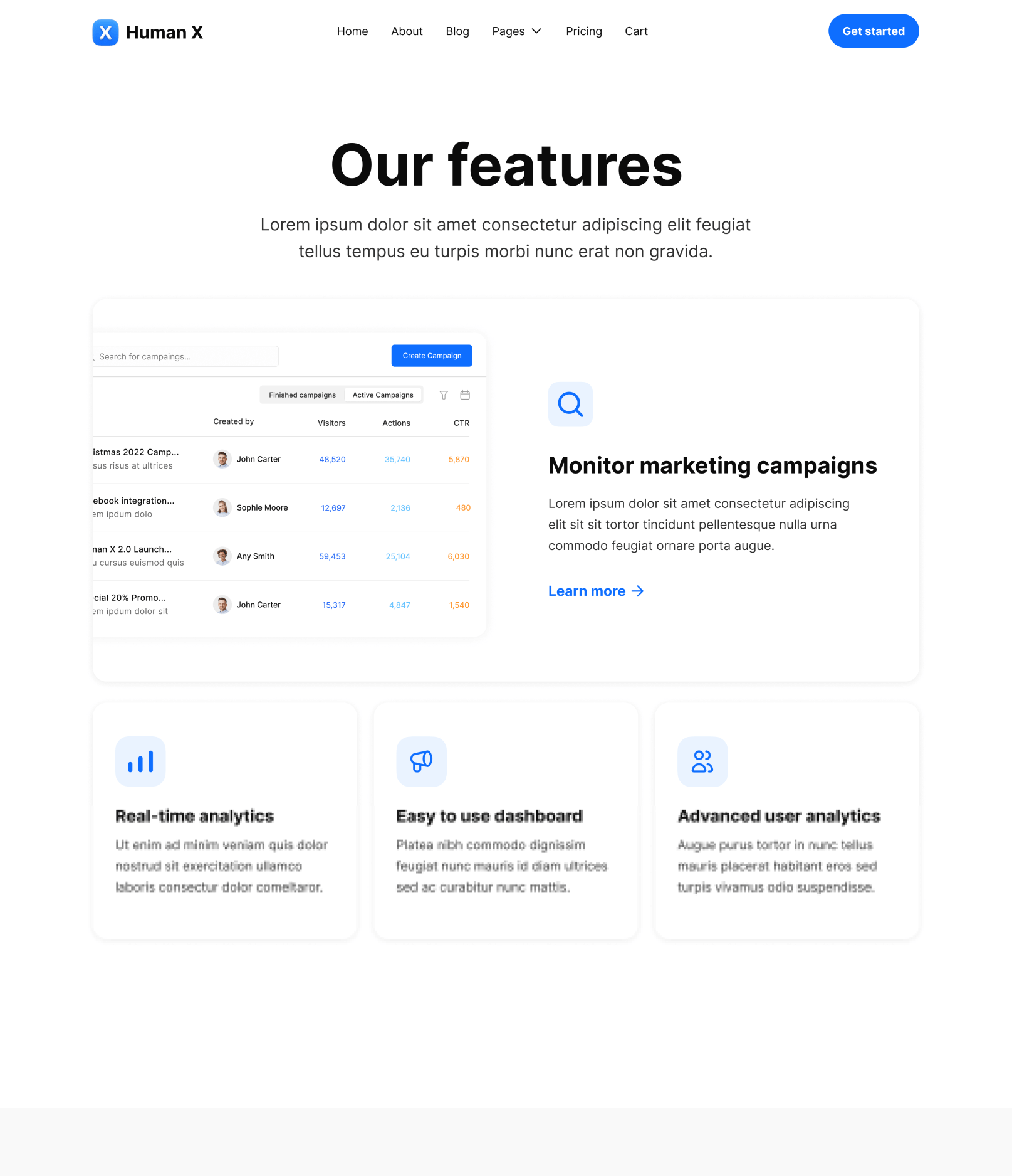 Features - Human X Webflow Template