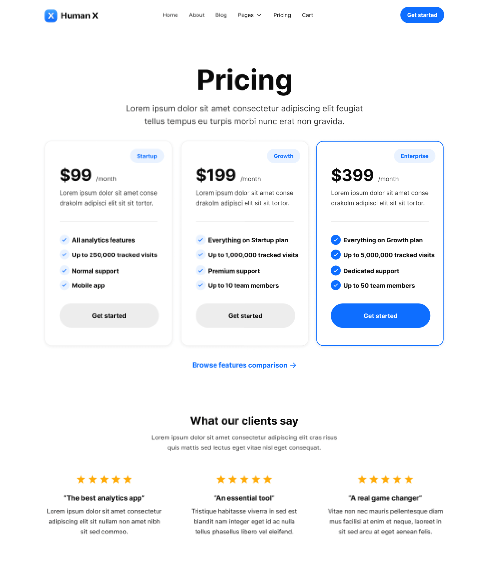 Pricing - Human X Webflow Template